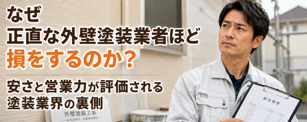 なぜ正直な外壁塗装業者ほど損をするのか？｜安さと営業力が評価される塗装業界の裏側
