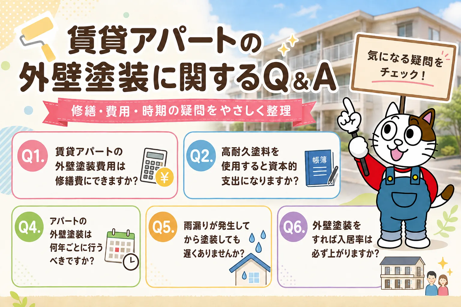 賃貸アパートの外壁塗装に関するQ&A イメージ