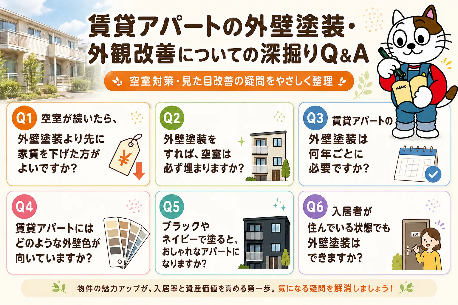 賃貸アパートの外壁塗装・外観改善についての深掘りQ＆A　イメージ