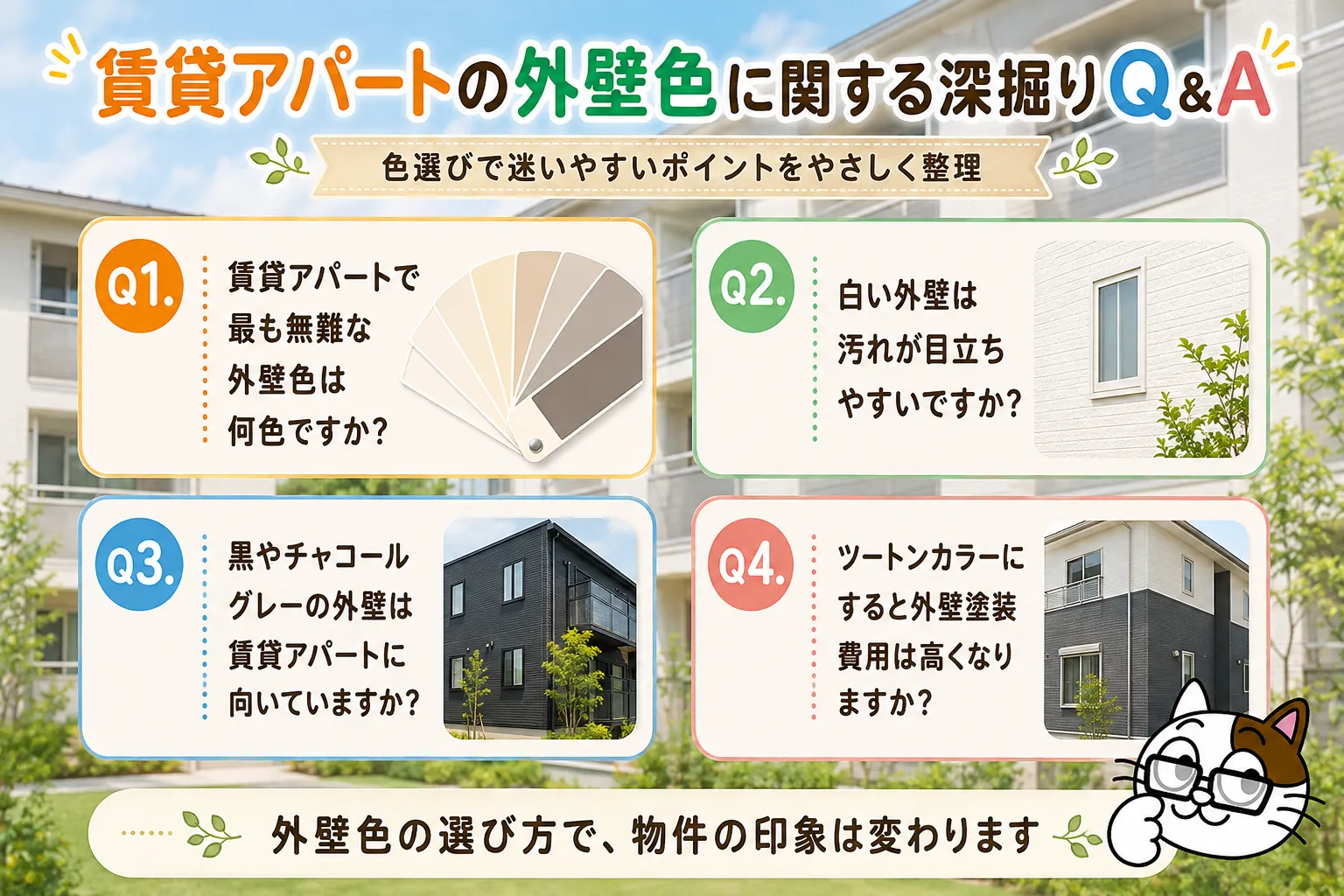 賃貸アパートの外壁色に関する深掘りQ&A イメージ