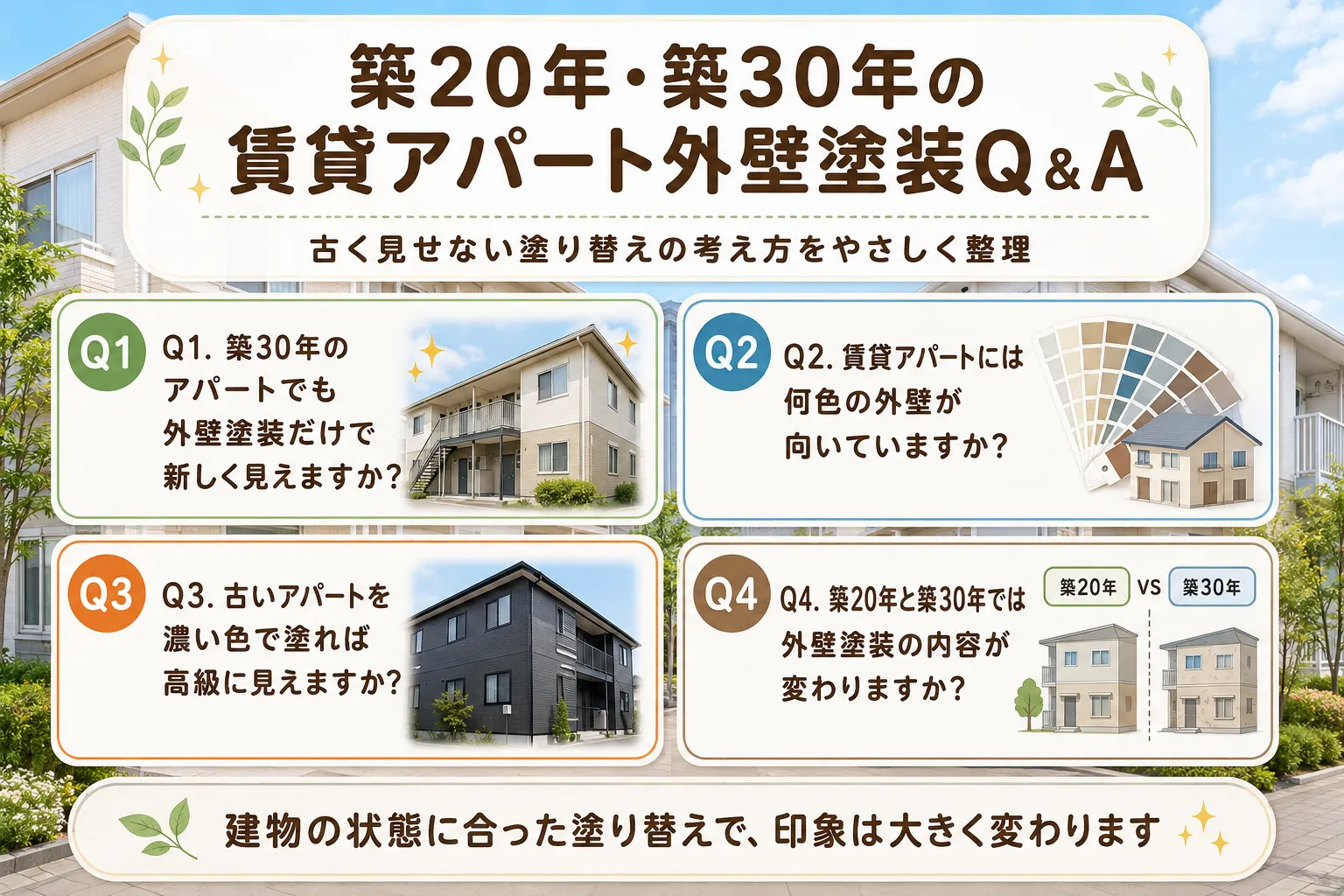 築20年・築30年の賃貸アパート外壁塗装Q&A イメージ