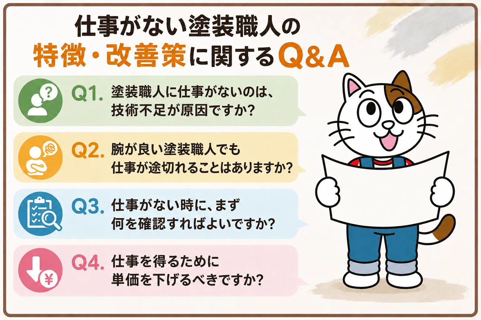 仕事がない塗装職人の特徴・改善策に関するQ&A イメージ