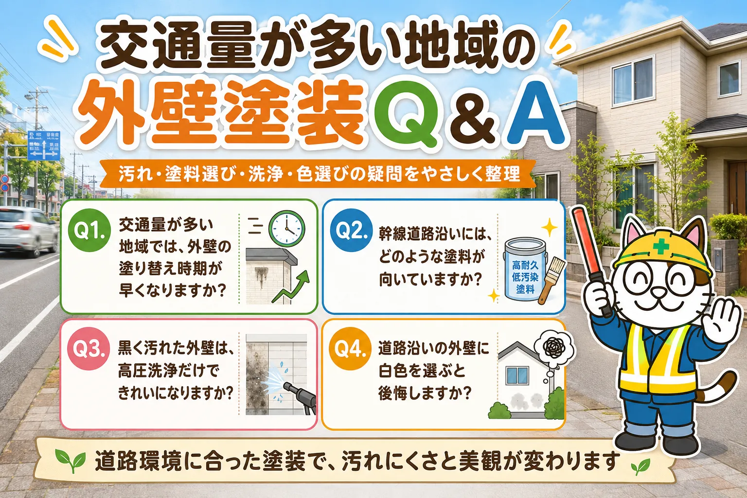 交通量が多い地域の外壁塗装Q&A イメージ