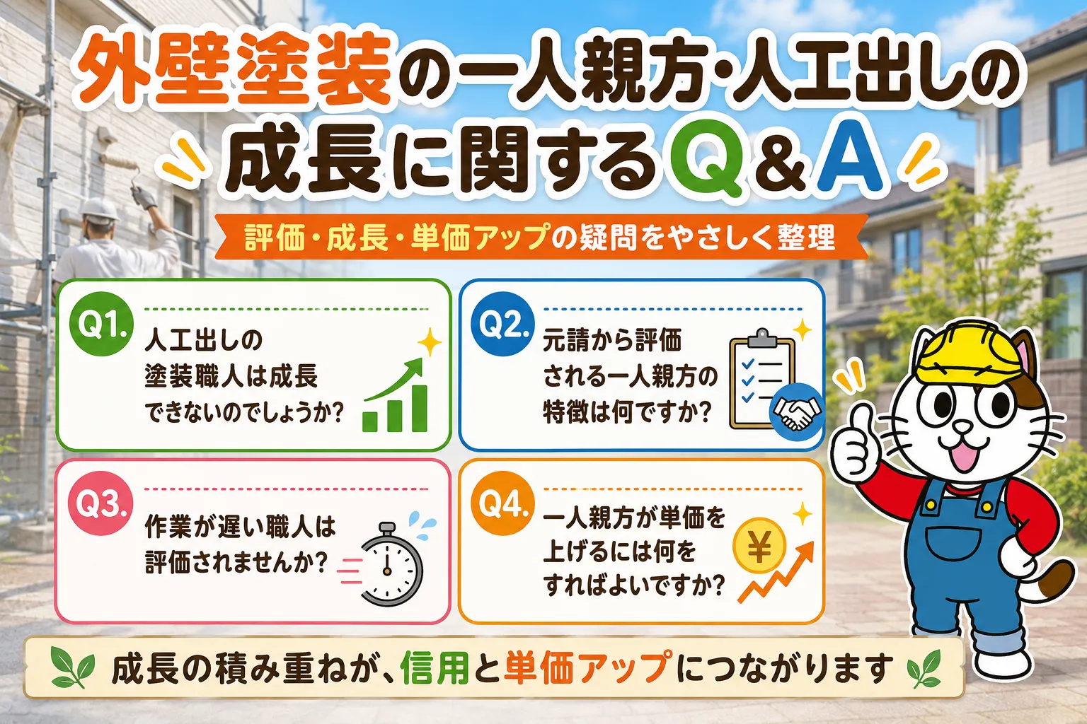 外壁塗装の一人親方・人工出しの成長に関するQ&A イメージ