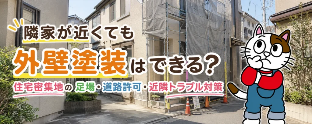 隣家が近くても外壁塗装はできる？住宅密集地の足場・道路許可・近隣トラブル対策